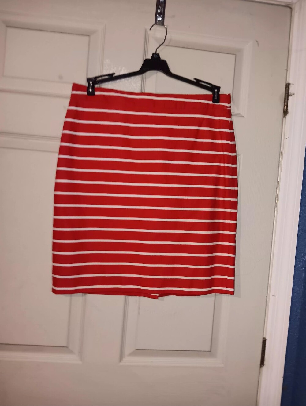 Banana Republic Red And White Striped Pencil Skirt Wms Sz 10 Fully Lined